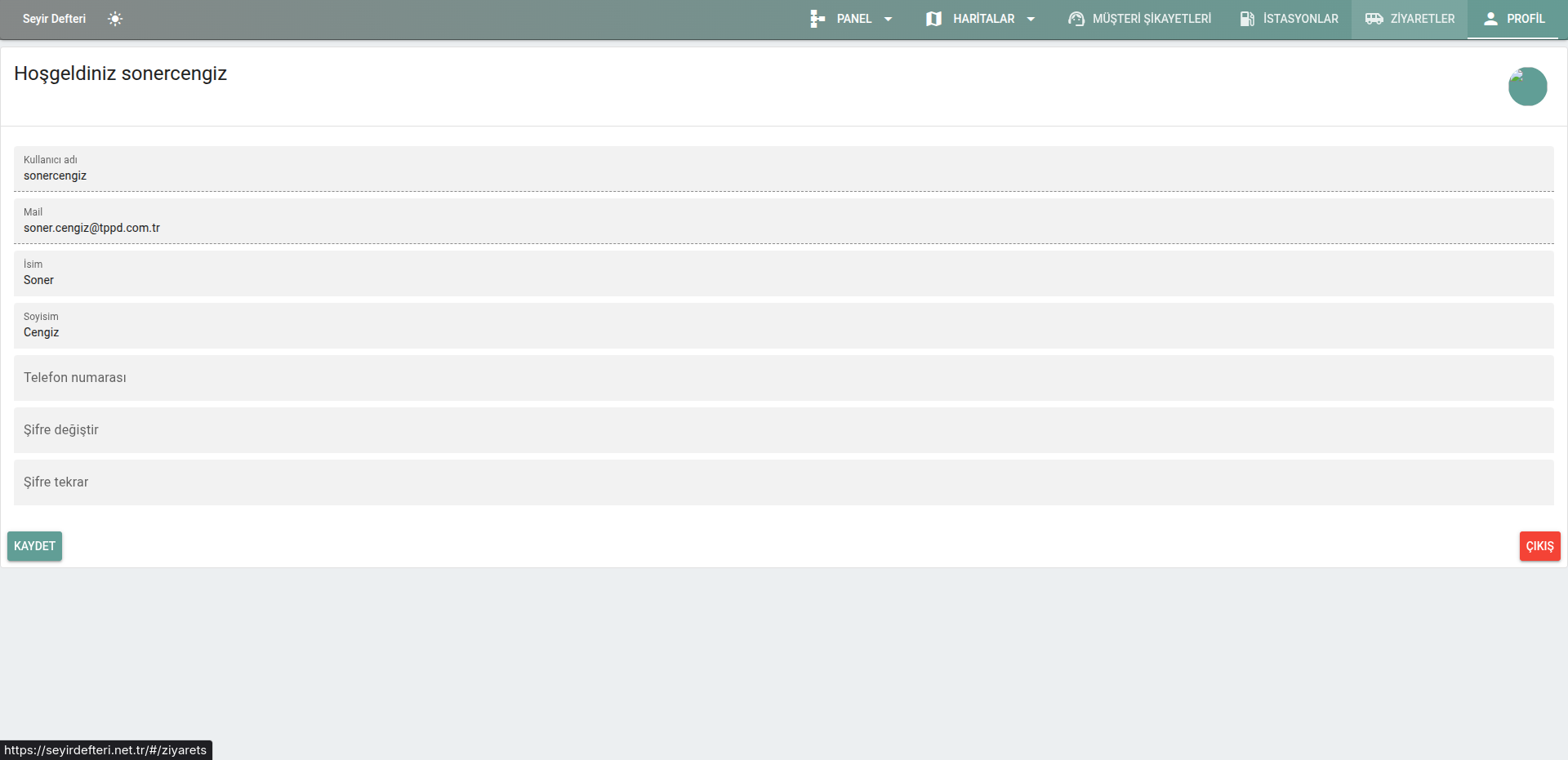 Seyir Defteri atık yönetimi ekran görüntüsü 2